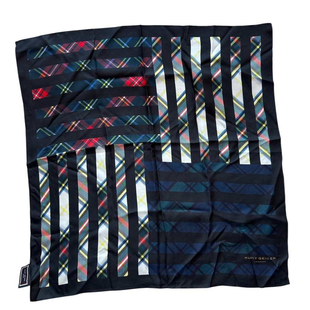 Kurt Geiger Men's Striped Plaid Pocket Square